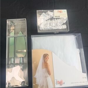 Wedding Veil, Garter, and Serving Set